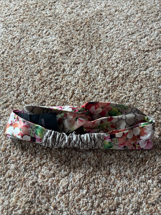Gucci Floral GG Knot Headband - Beige with Pink, Red & Green main image 5